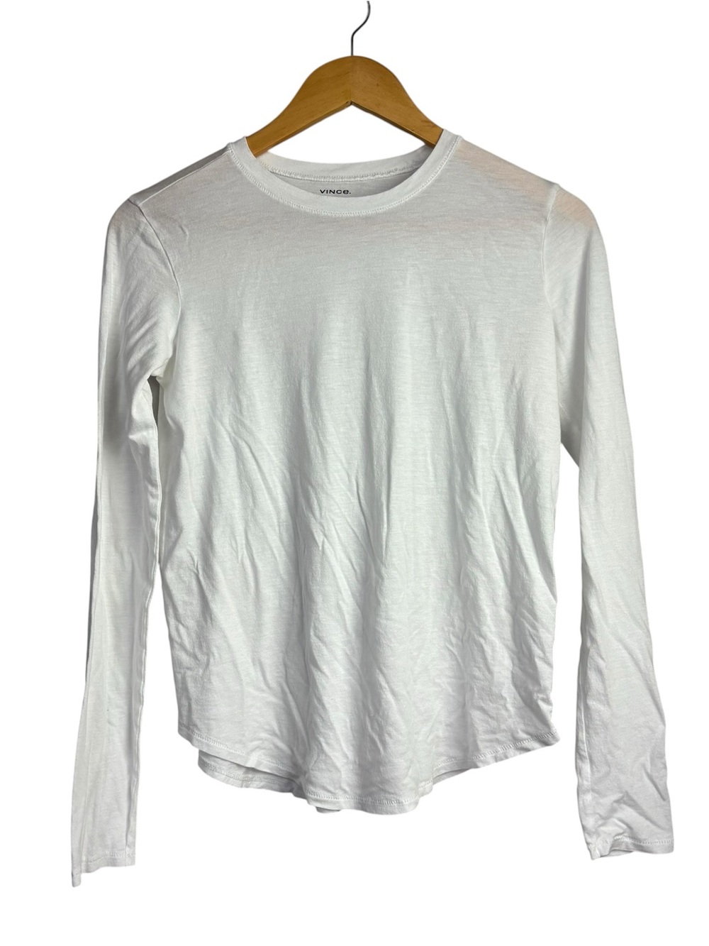 Vince Little Boy Pima Cotton Crew Neck T-Shirt Long Sleeves White Sz S